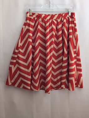 Chevron Striped Midi Skirt